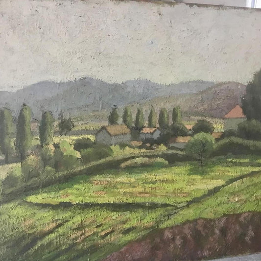 Framed Oil on Board - Lagnes Landscape