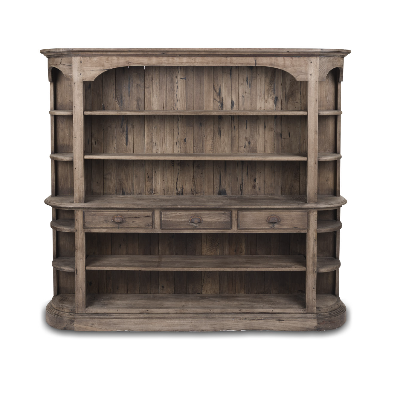 French Elm Display Shelving with Rounded Sides