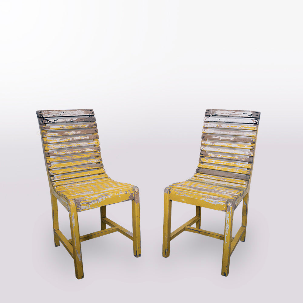French 1940 Yellow Modernist Chair