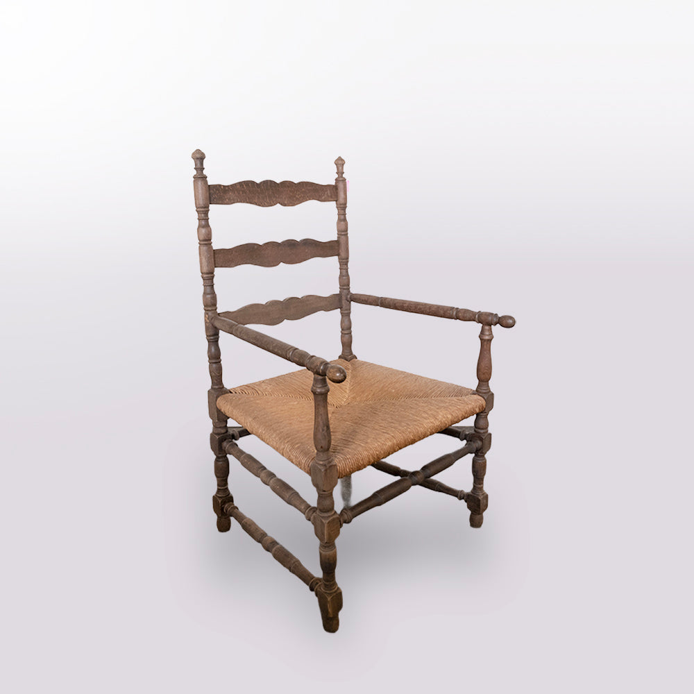French 1940's Rush Seat Provencal Armchairs
