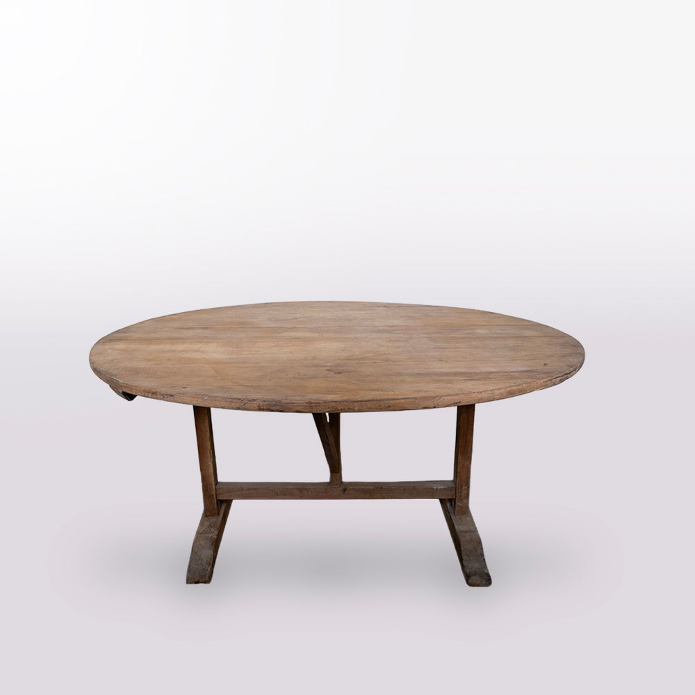 French 1920 Cherry Wood Oval Tilting Wine Table