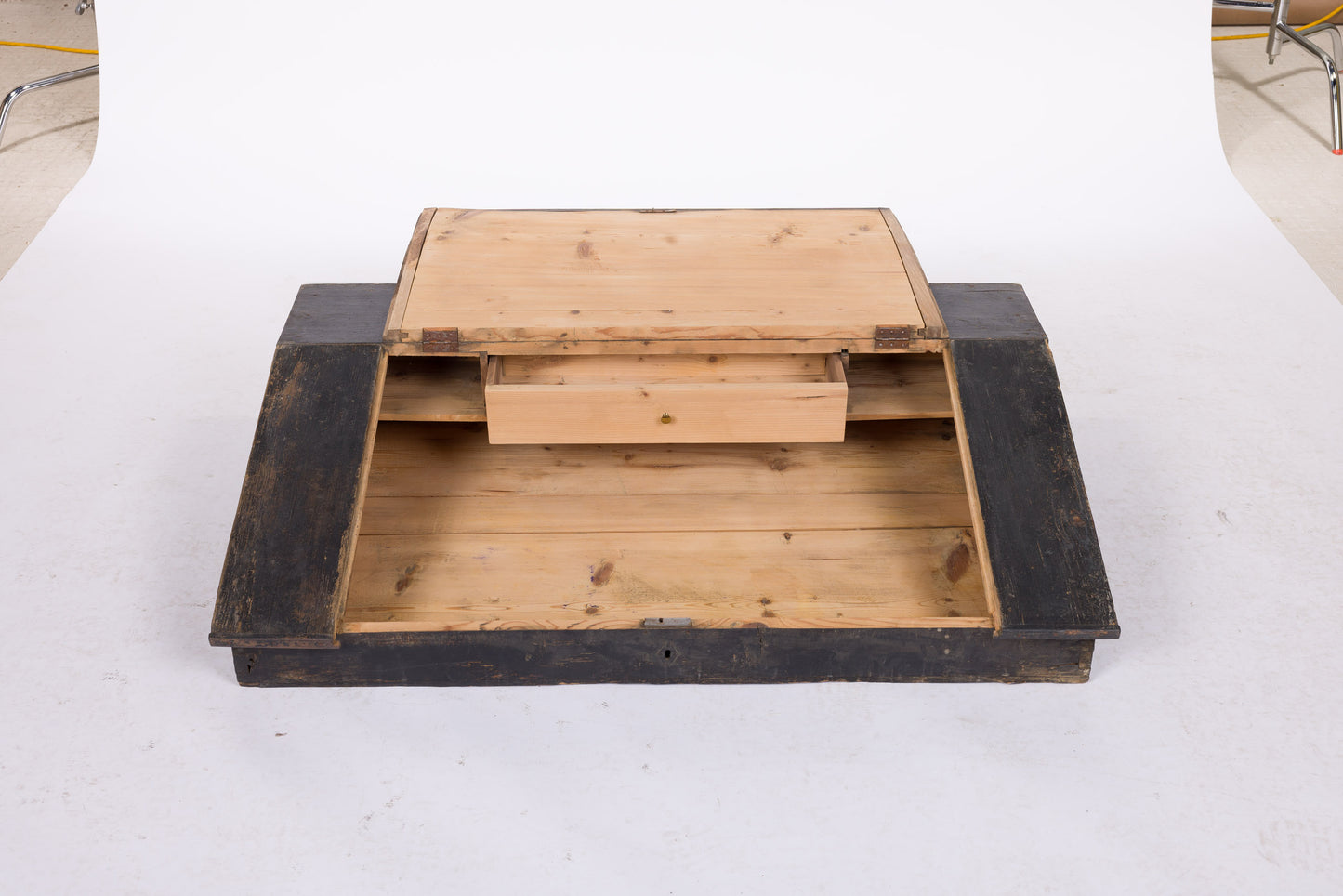 Black Writing Desk Top Gallery, Original Patina