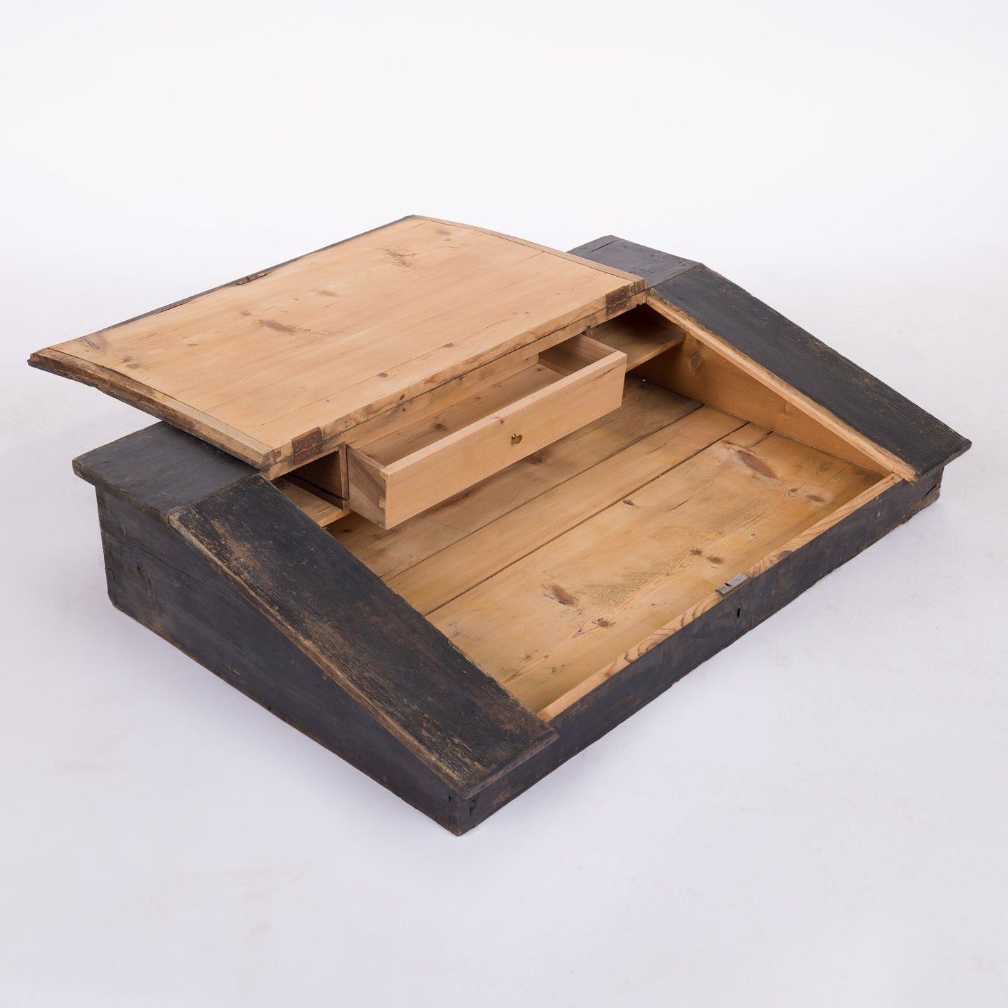 Black Writing Desk Top Gallery, Original Patina