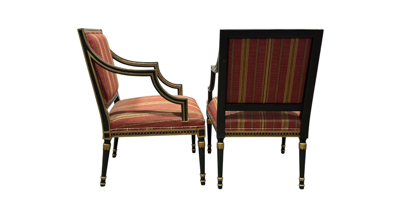 Louis XVI Style Ebonized & Gilt Armchair