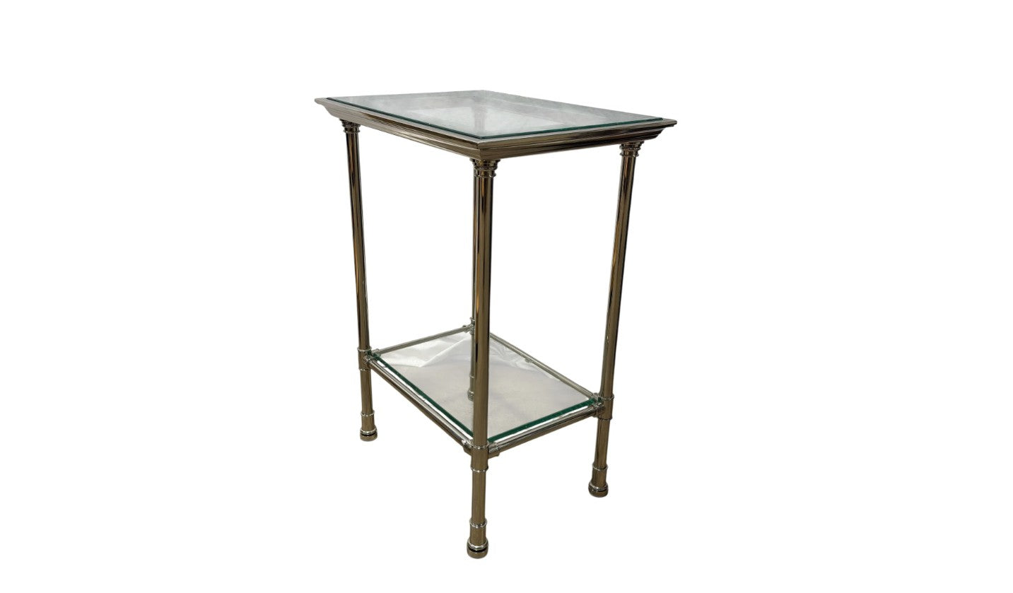 Chrome & Glass Two-Tier Side Table
