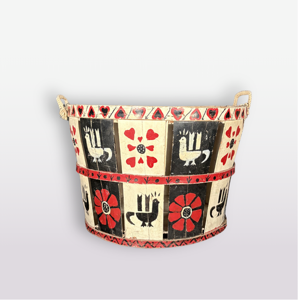 Scandinavian Folk Art Gathering Basket
