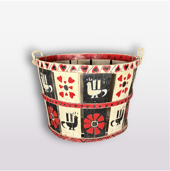 Scandinavian Folk Art Gathering Basket