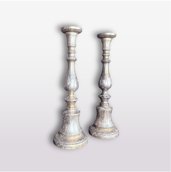 Vintage Silvered Candlesticks, Pair