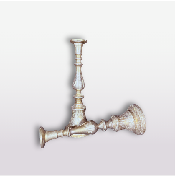 Vintage Silvered Candlesticks, Pair