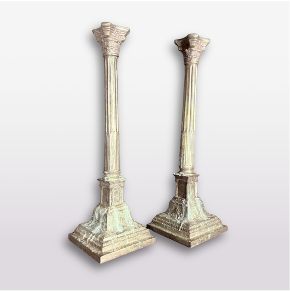 Pair of Vintage Corinthian Colum Candle Holders