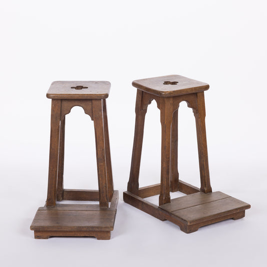 Pair of Kneeling Stools with Quatrefoil