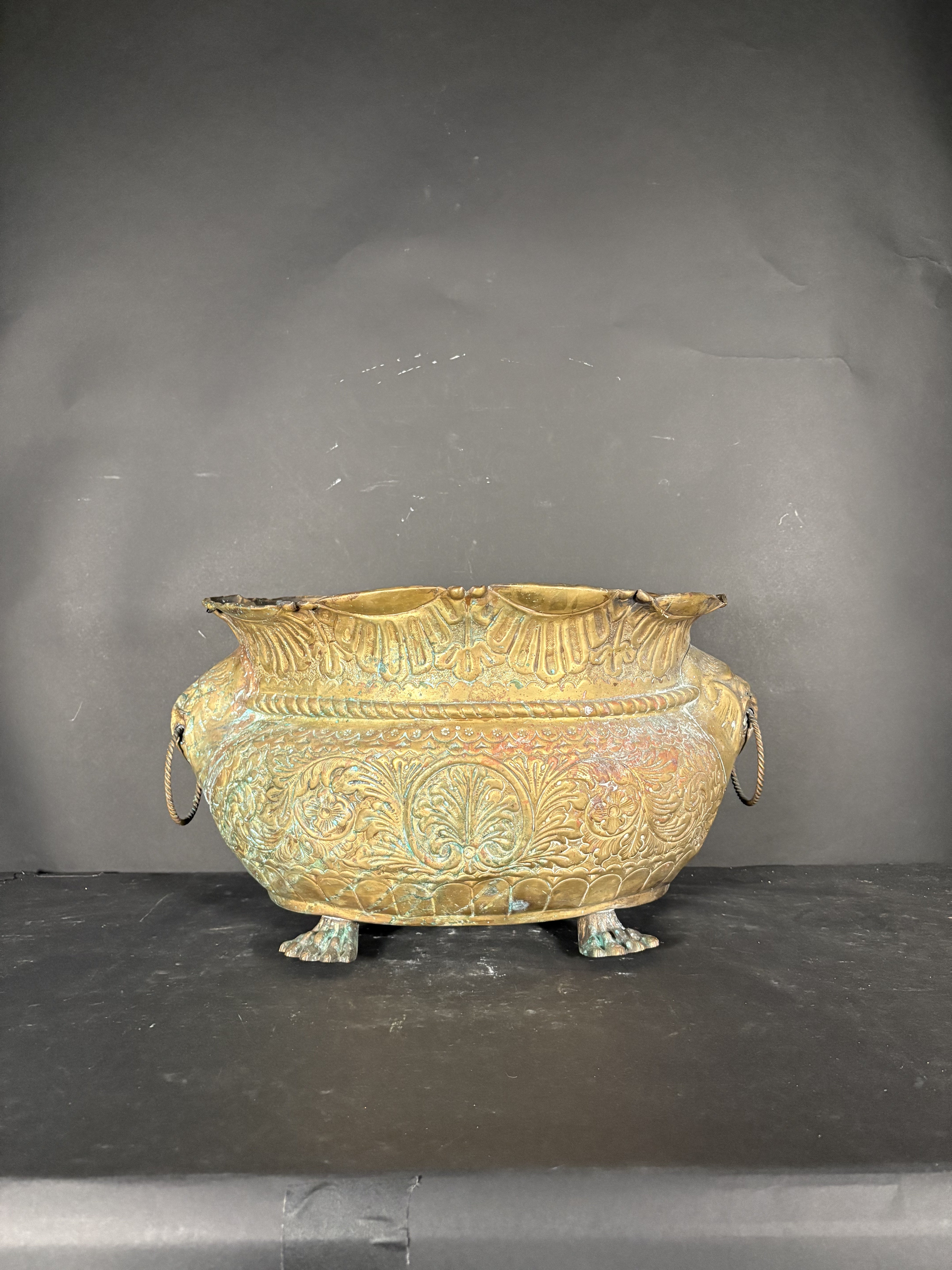 Large Oval Brass Jardinière