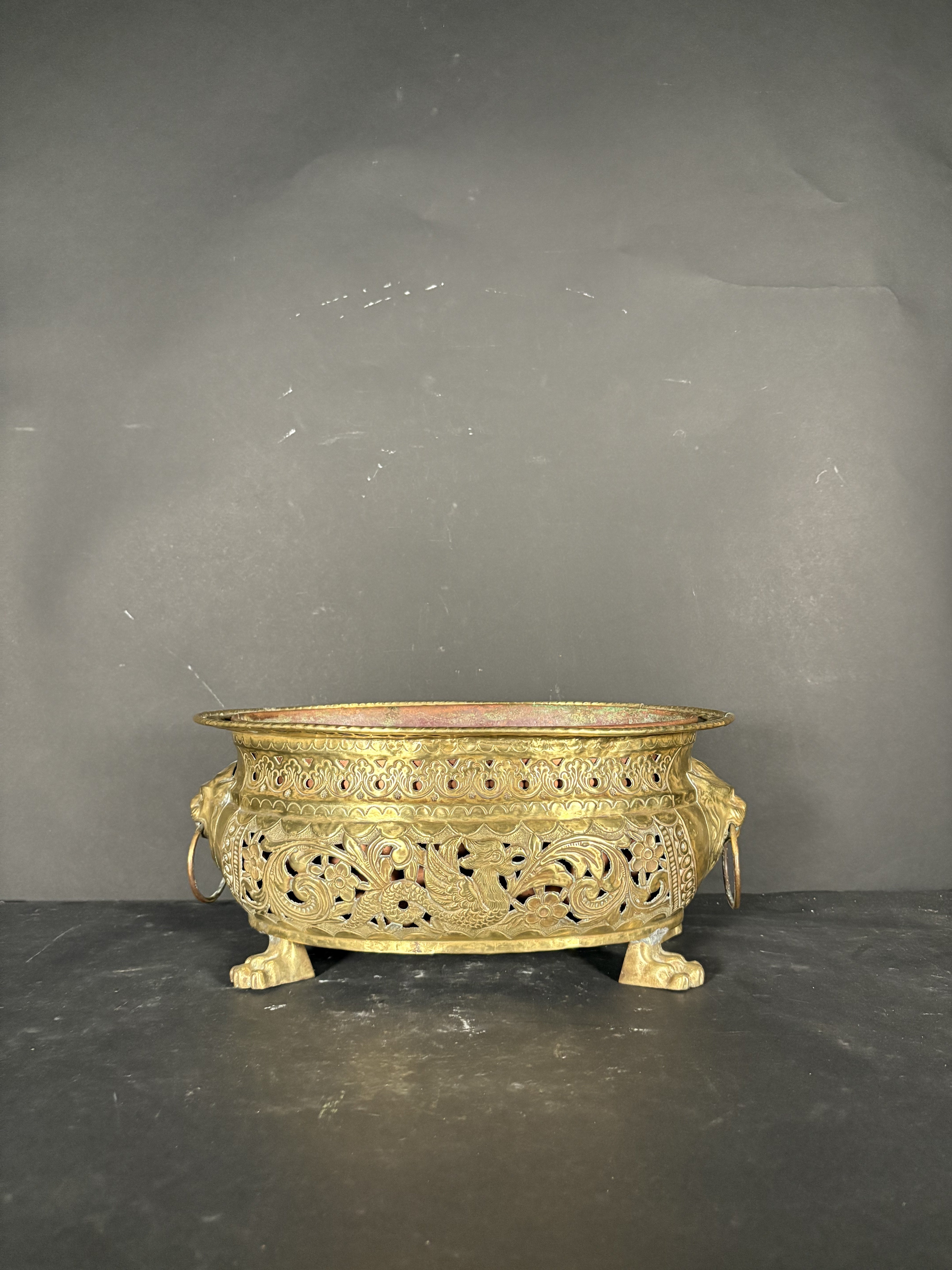 Footed Brass Jardinière
