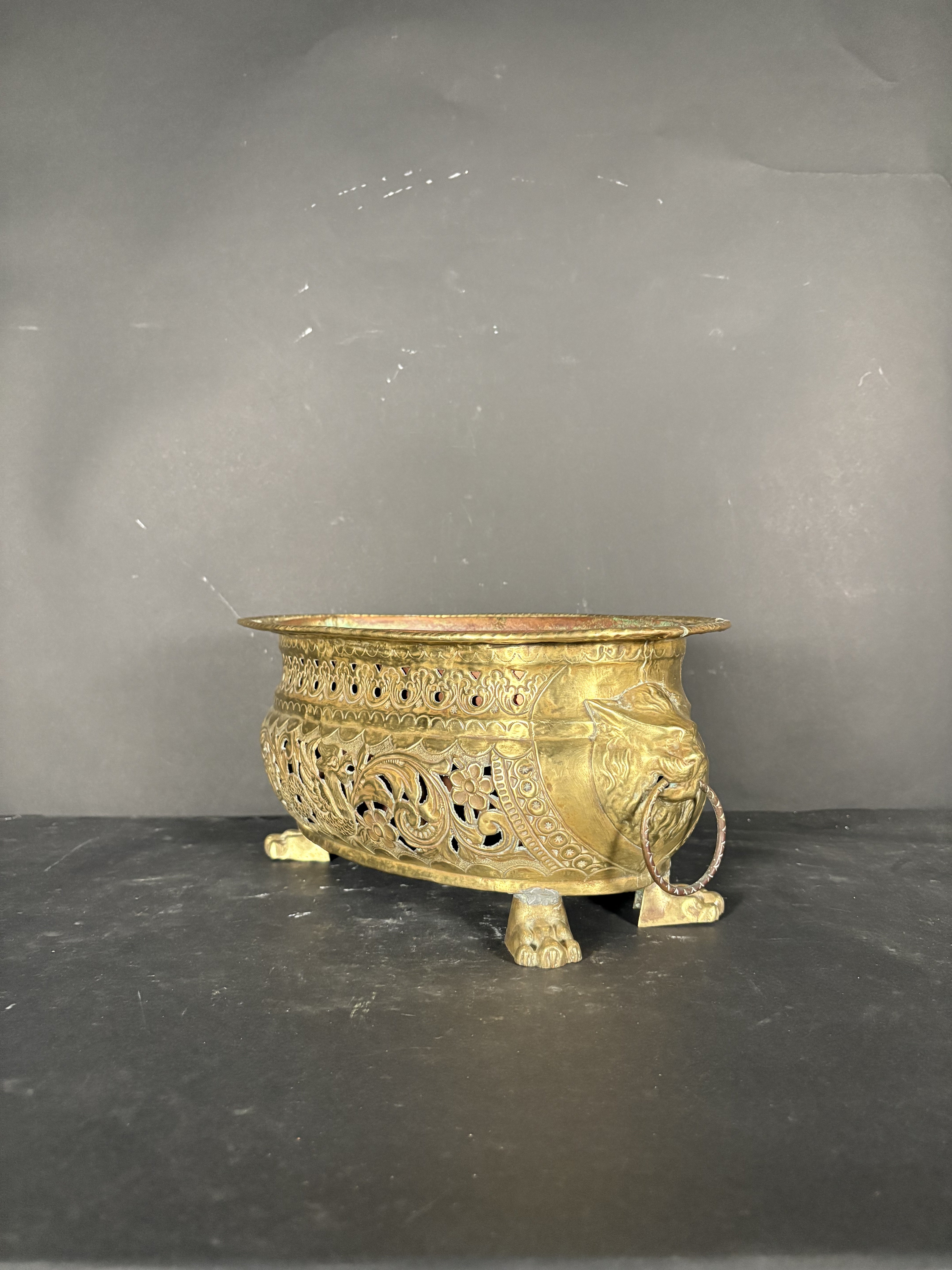 Footed Brass Jardinière