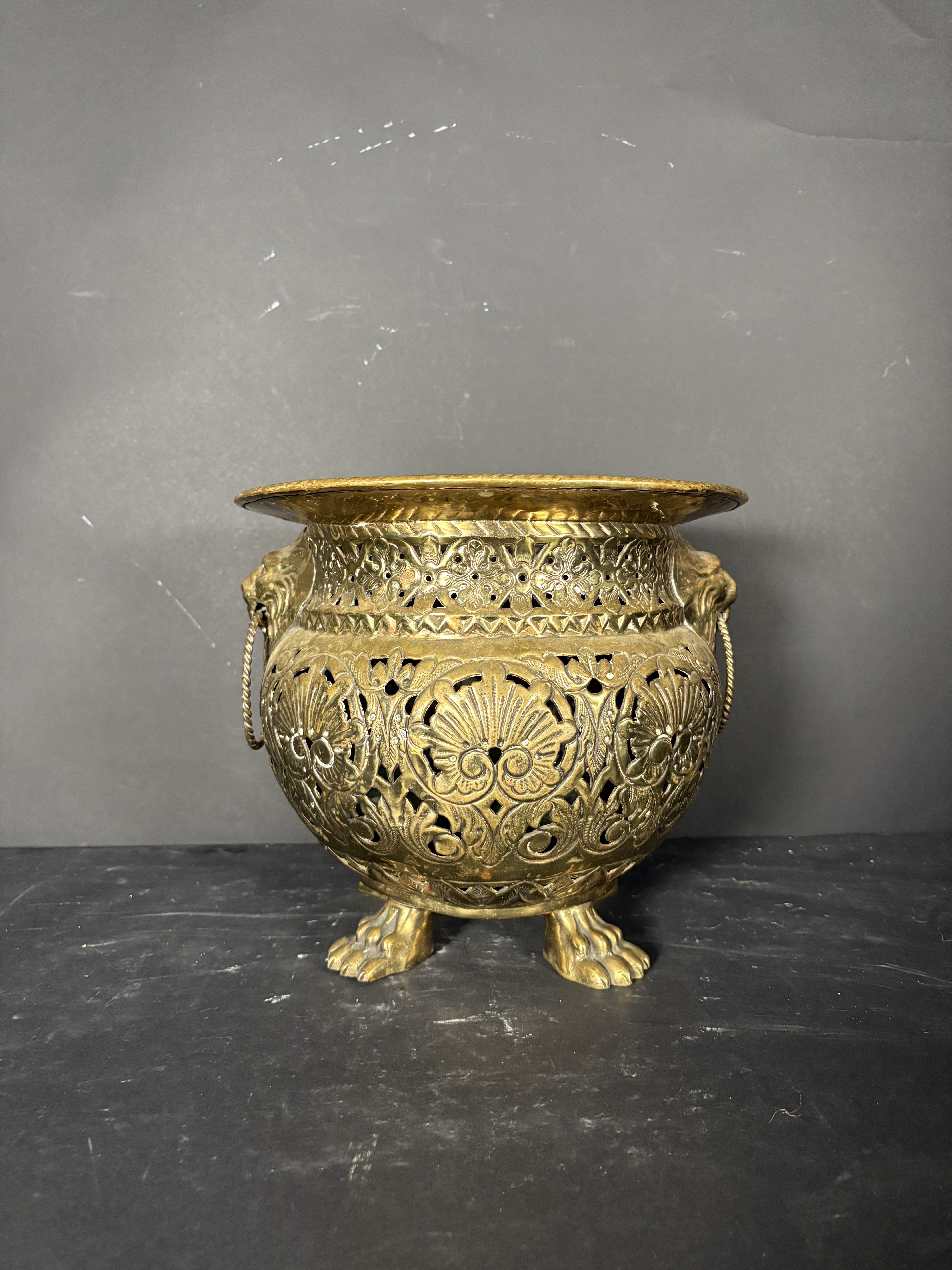 Round Brass Jardinière