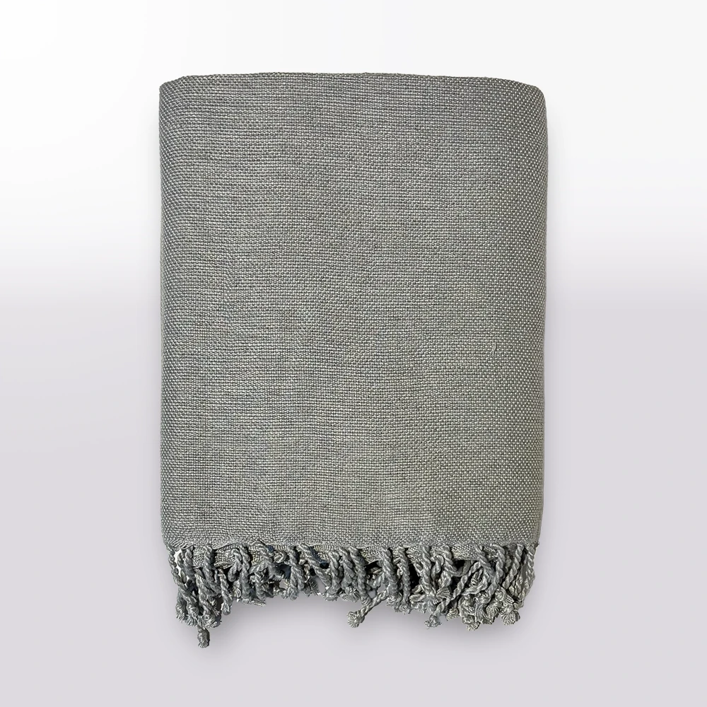 Bamboo Cotton Stitches Throw - Grey