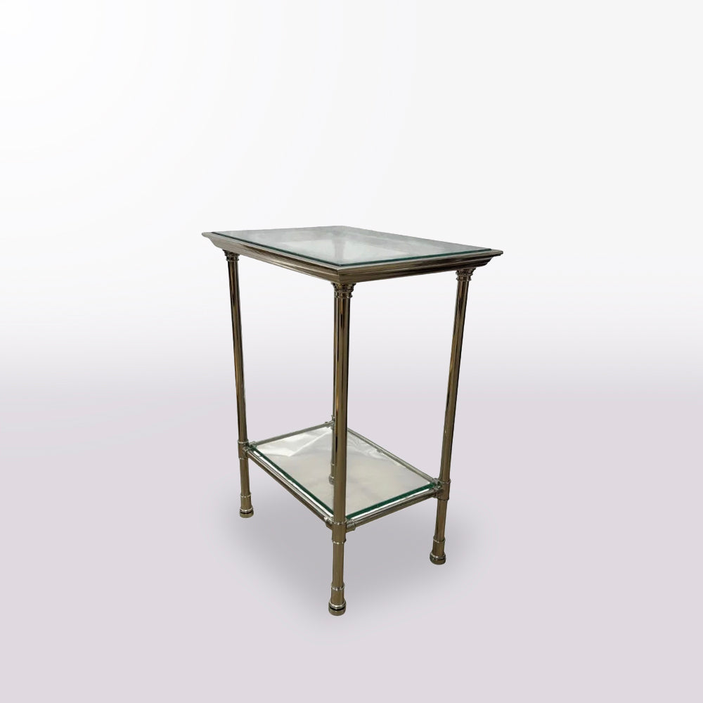Chrome & Glass Two-Tier Side Table