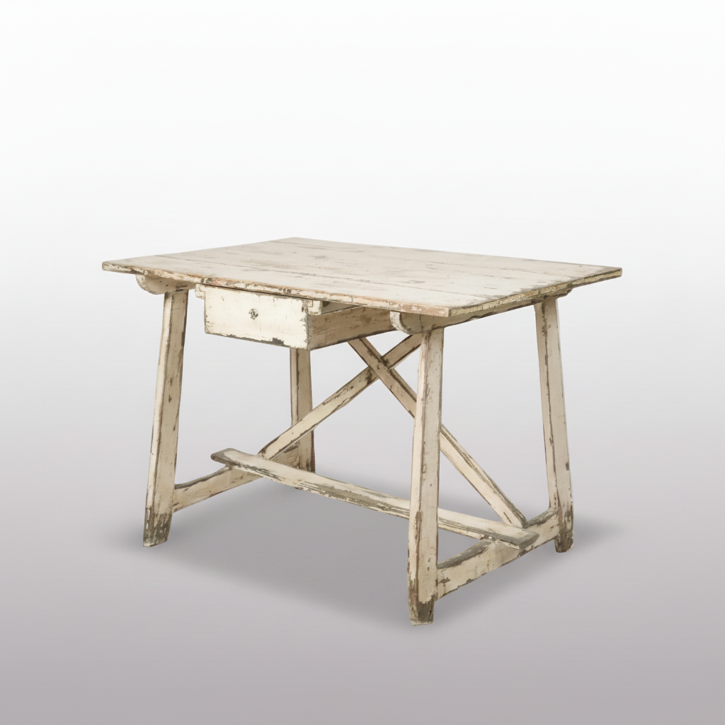 Vintage wooden table on a white background