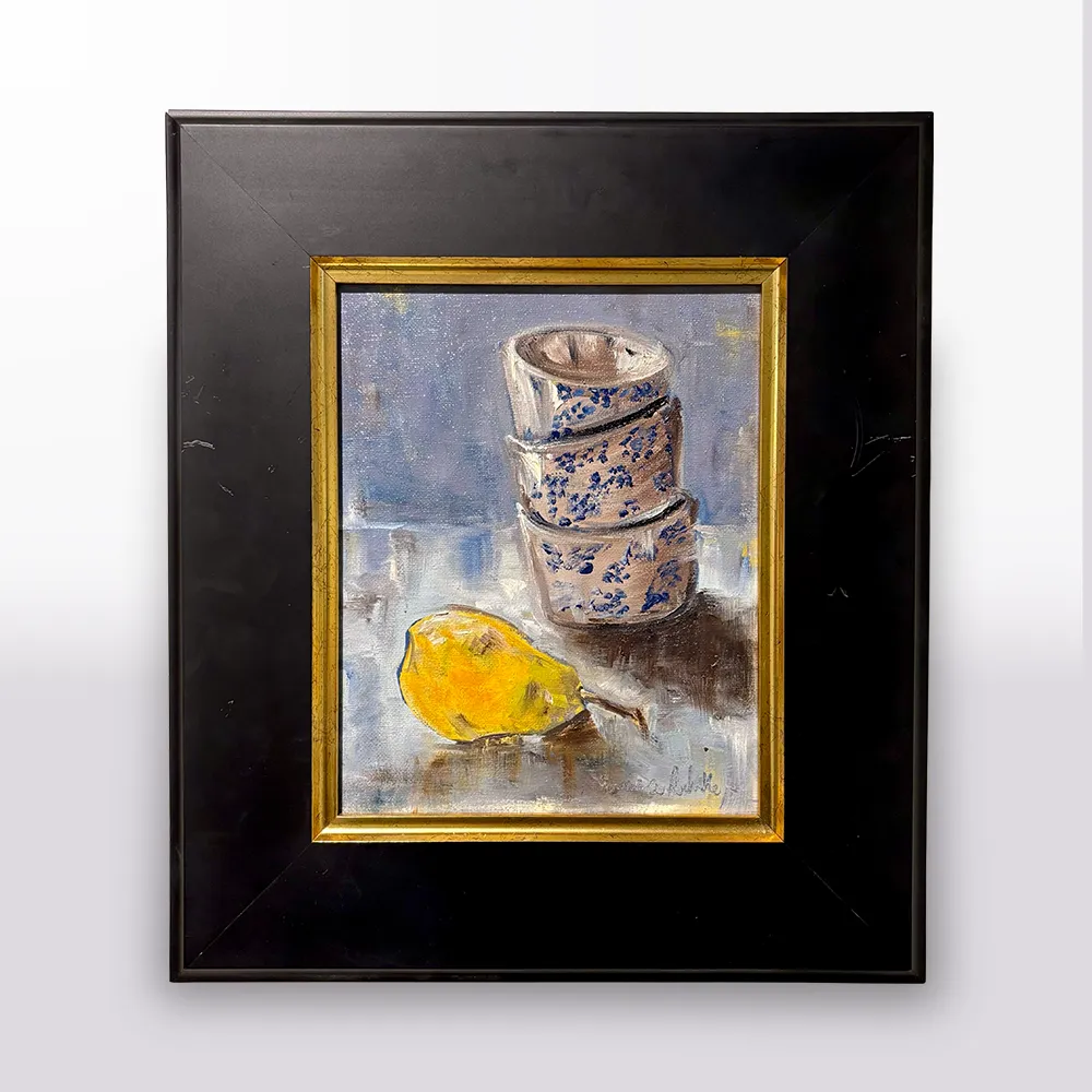 Framed Oil by France Ruhnke - Bartlett et Ceramiques Bleues