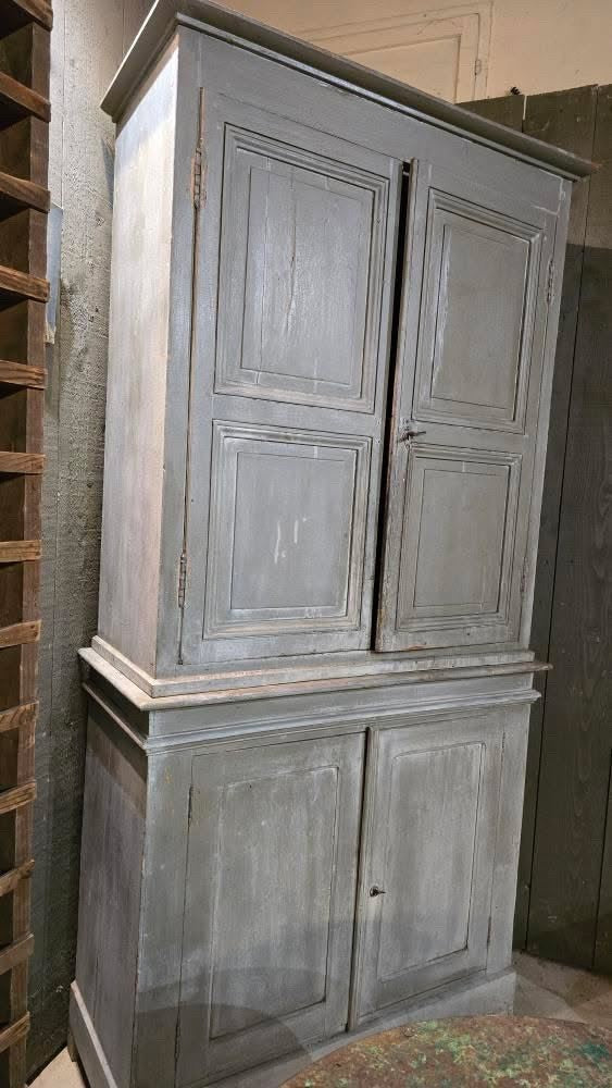 Grey Painted 2 Piece Cabinet