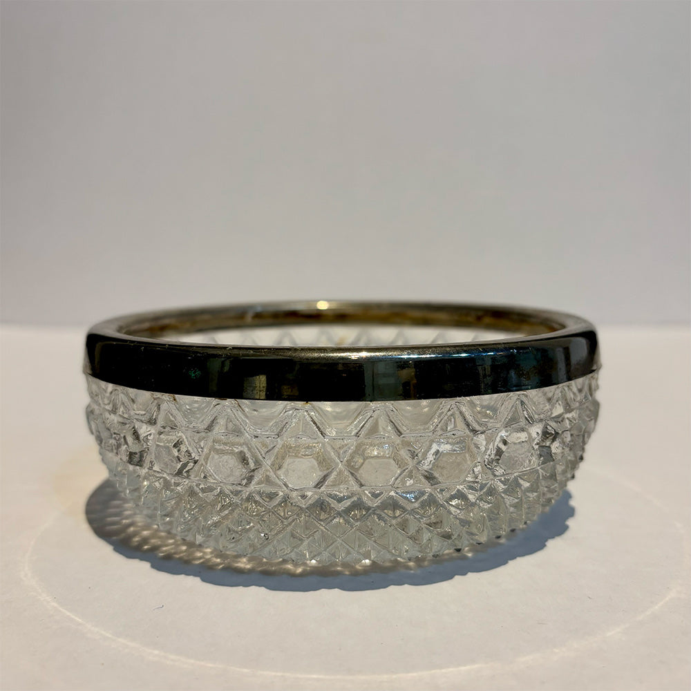 Glass Bowl with Silver Rim