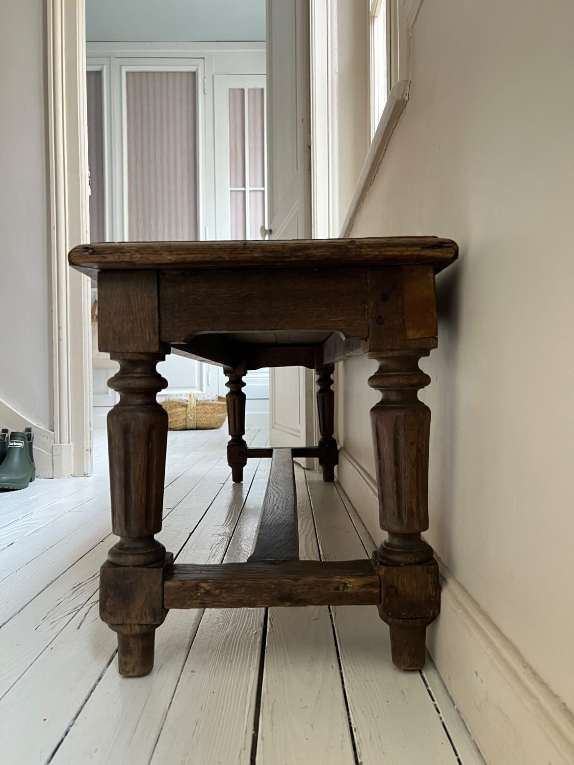 1900s French Oak Bench From French Library