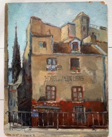 Oil on Board - A Hotel In Paris