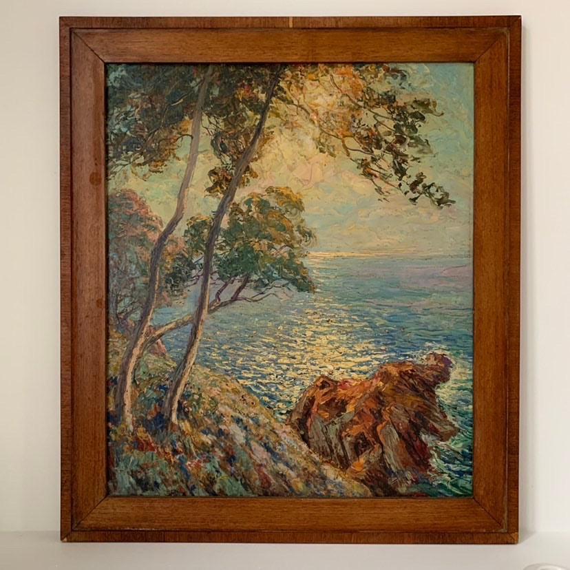 Unframed French Riviera Painting Oil on Board