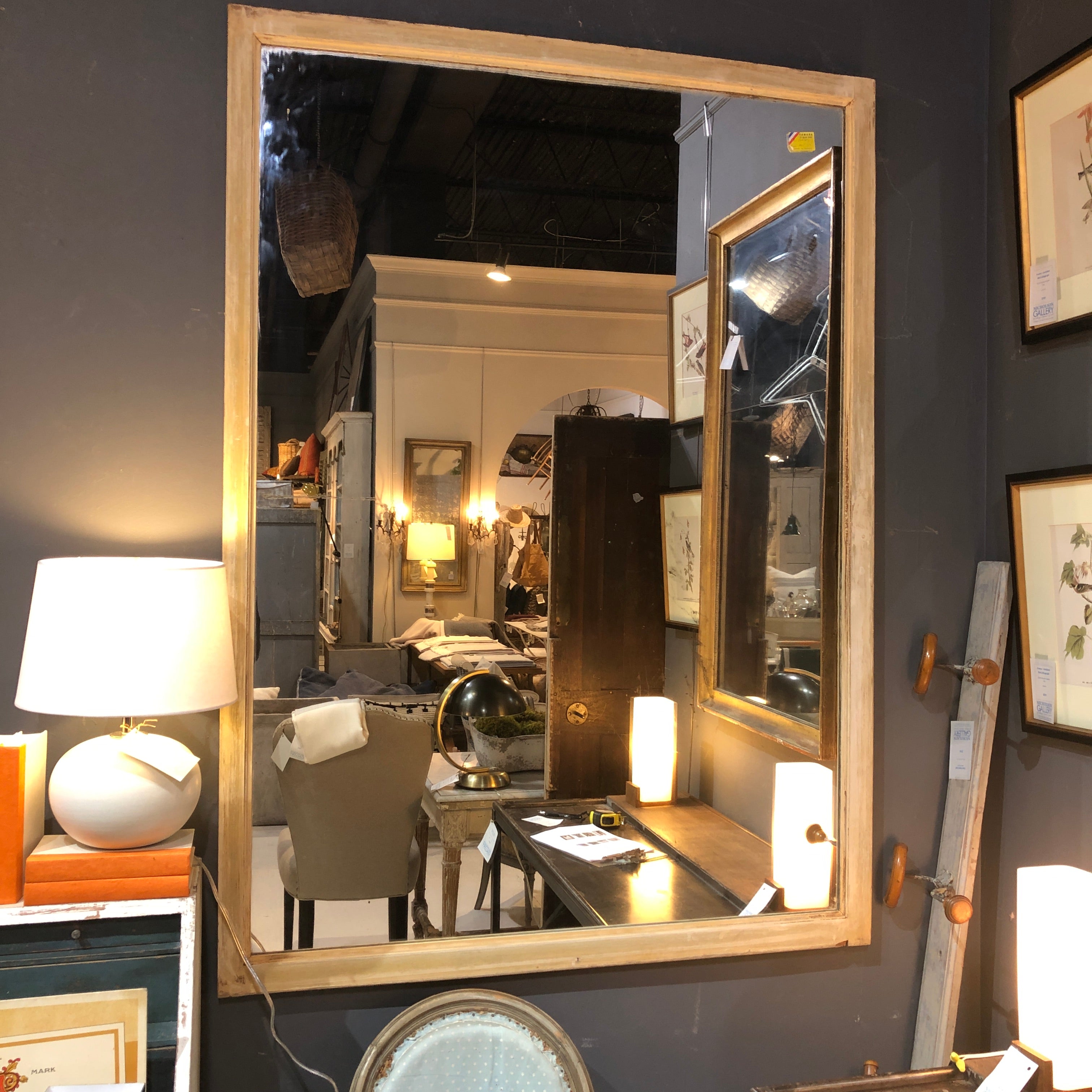 1800s Oak Mirror from a Tailor's Shop