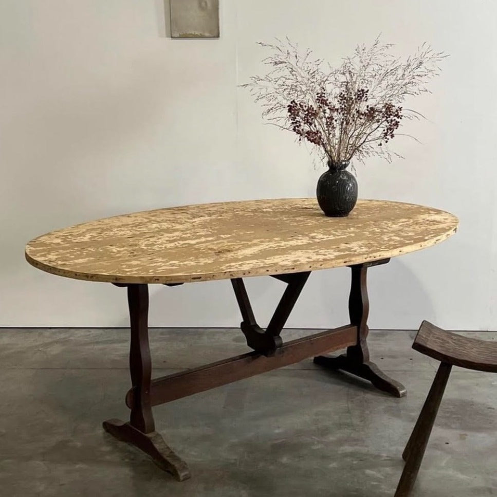 Oval Tilting Wine Table with Pine Top | The Nicholson Gallery