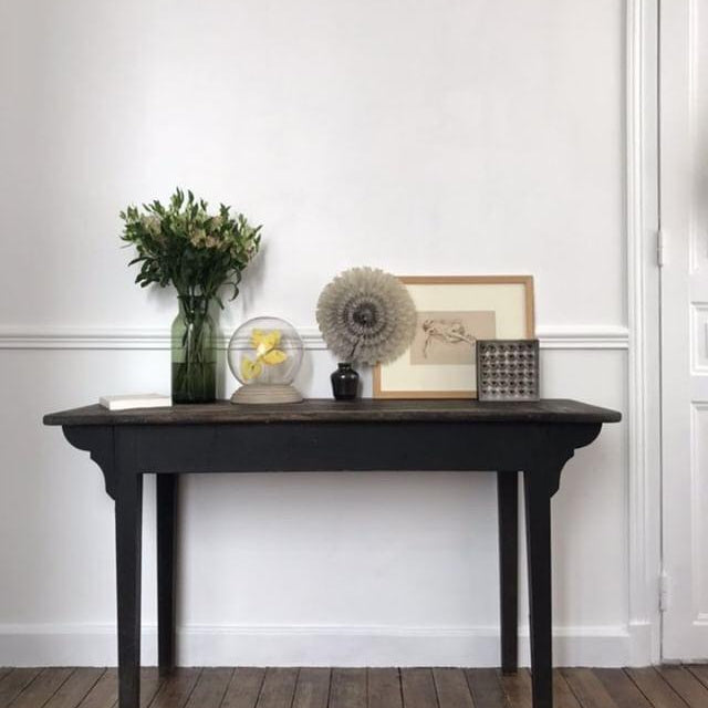 French 1940 Black Painted Console