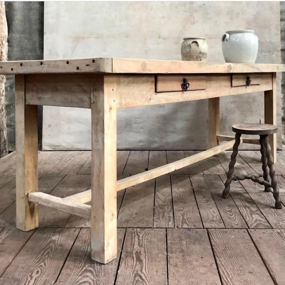 French Beech Wood Work Table/Kitchen Island