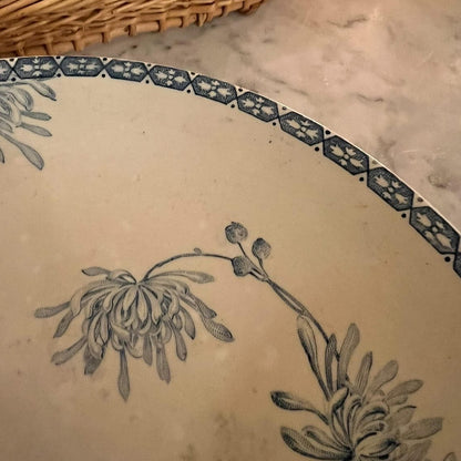 Blue & Cream Pedestal Dish by Creole & Montereau