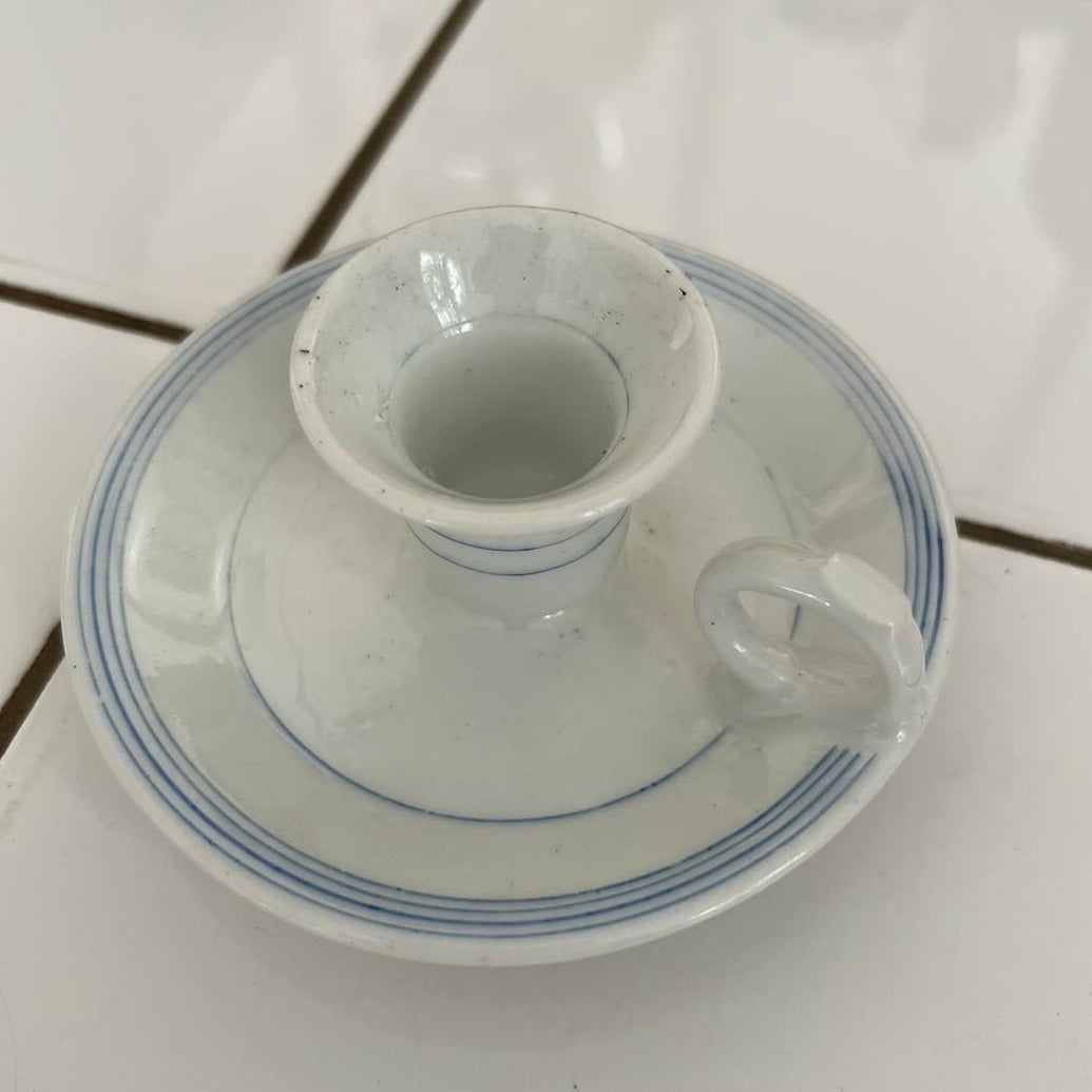 1880s White and Blue Chamberstick
