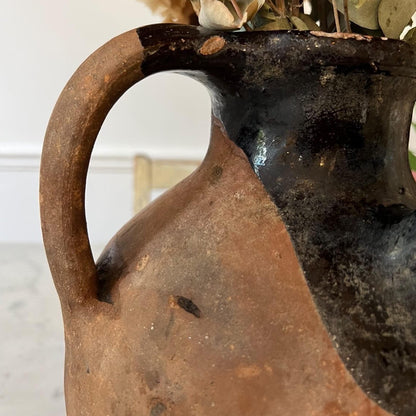 Terracotta Earthenware Urn with Black Paint