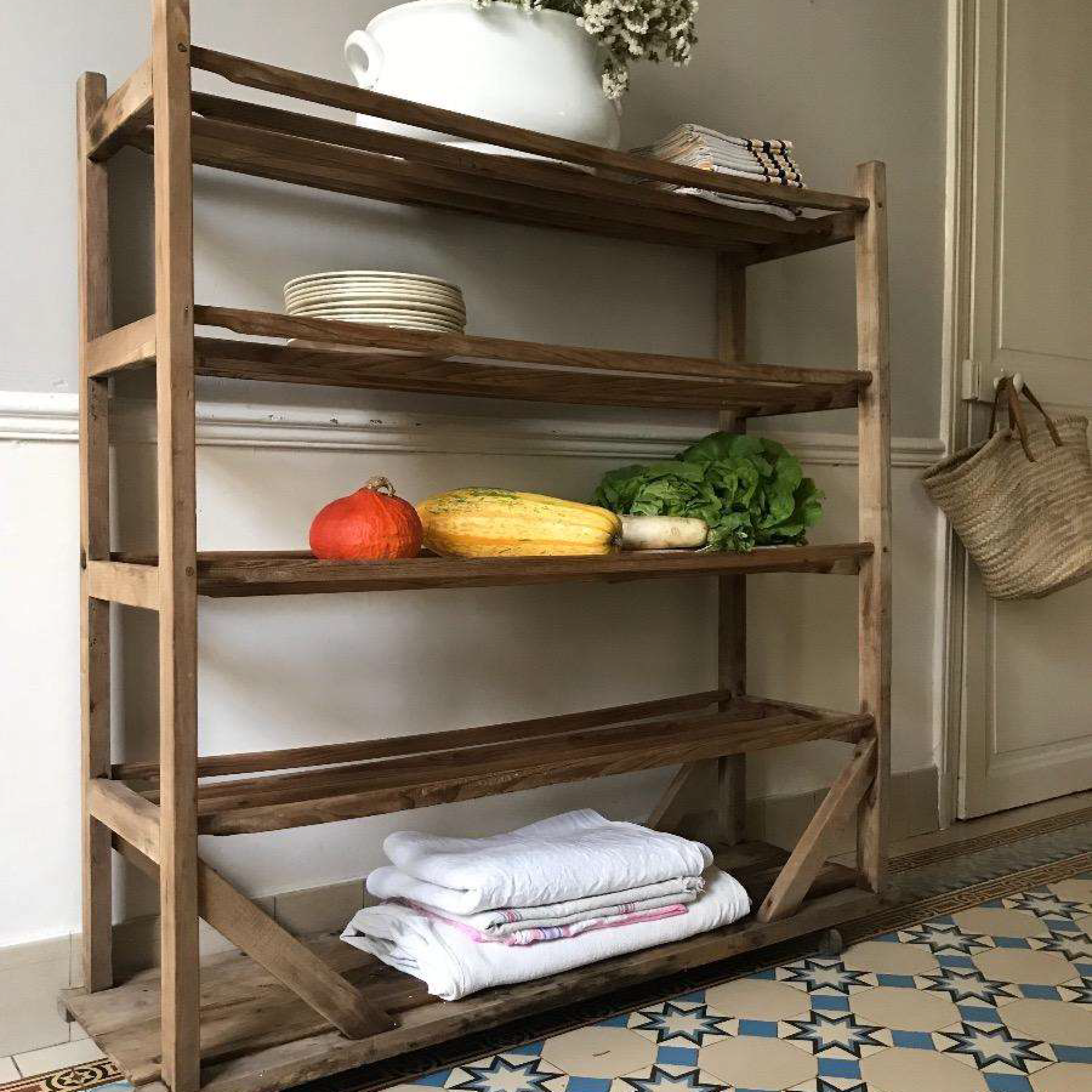 French 1940 Fruit Drying Rack on Wheels