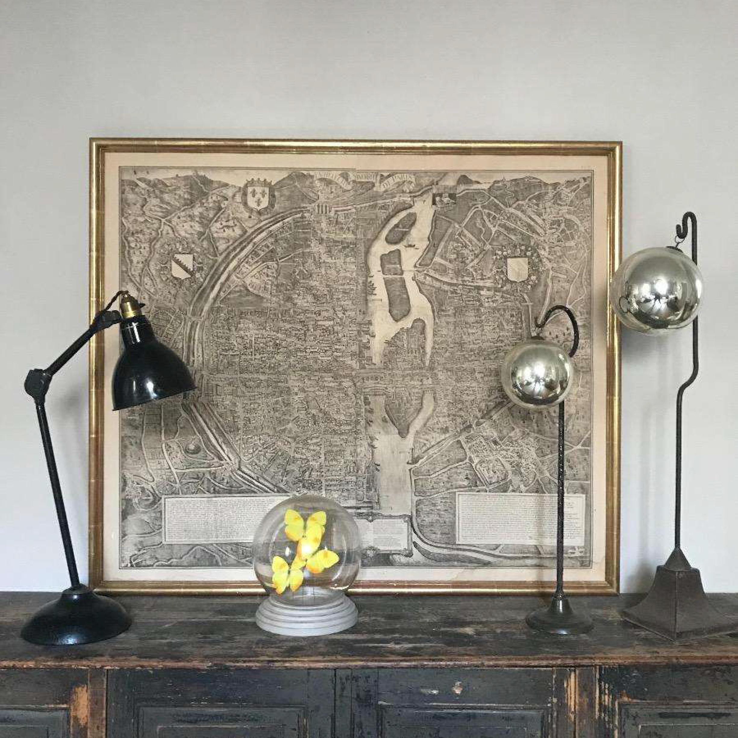 1915 French Framed Map of Paris