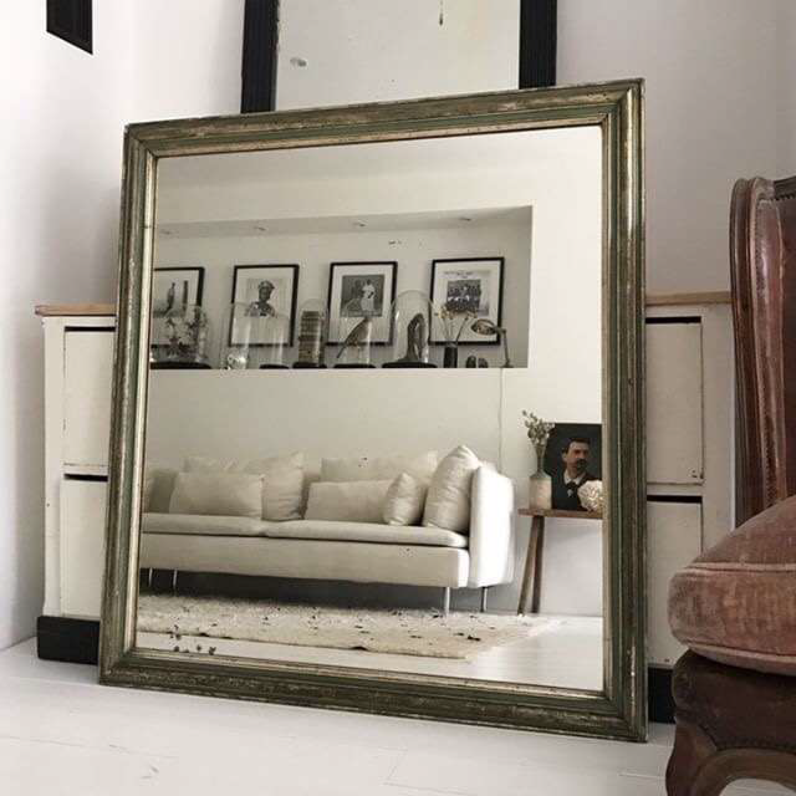French 1900 Green Mercury Mirror