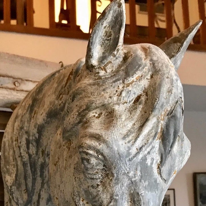 Zinc Horse Head from French Butcher Shop
