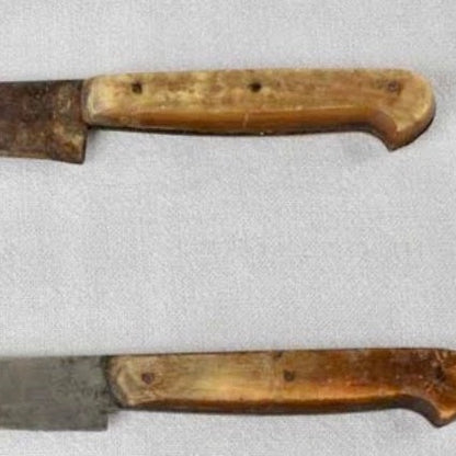 Pair of Horn Handed Carving Knives with Steel Blade