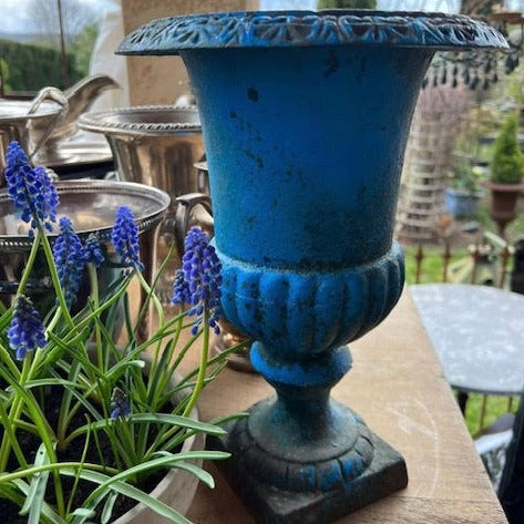 1880 Cast Iron Bright Blue Medici Vase