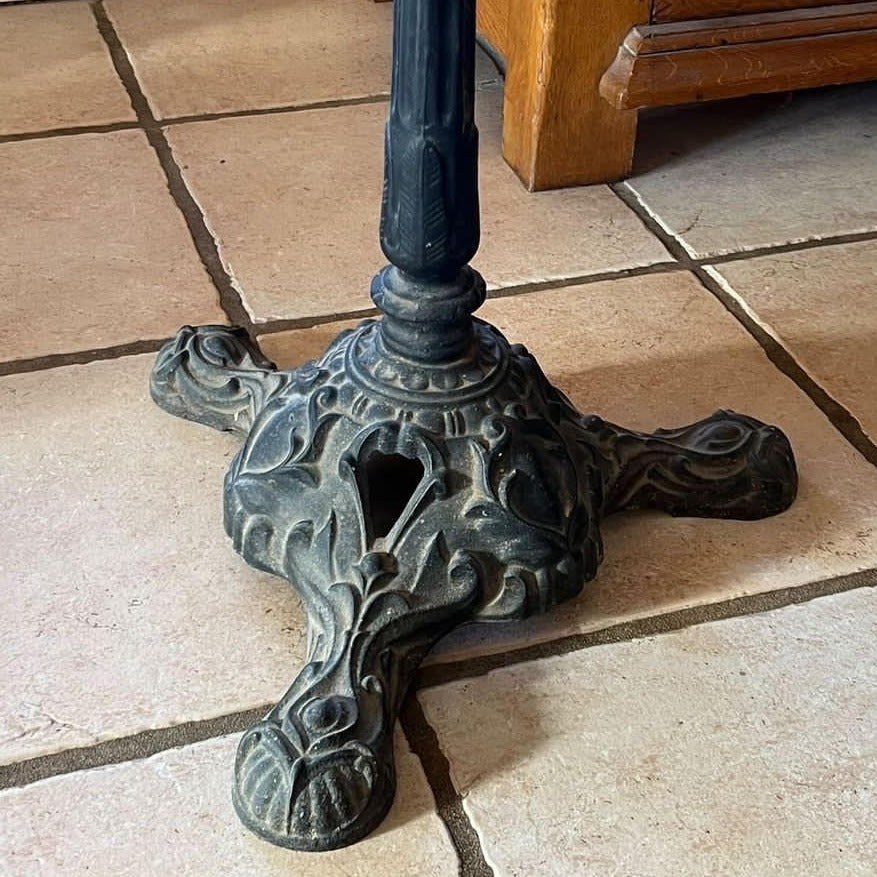 French Art Deco Bistro Table with Brass Rimmed Marble Top