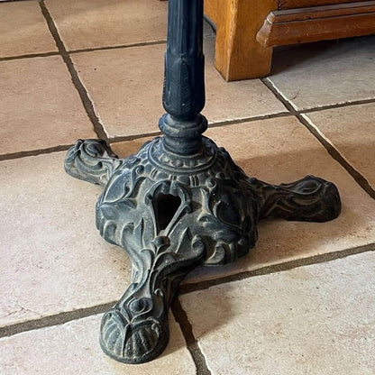 French Art Deco Bistro Table with Brass Rimmed Marble Top