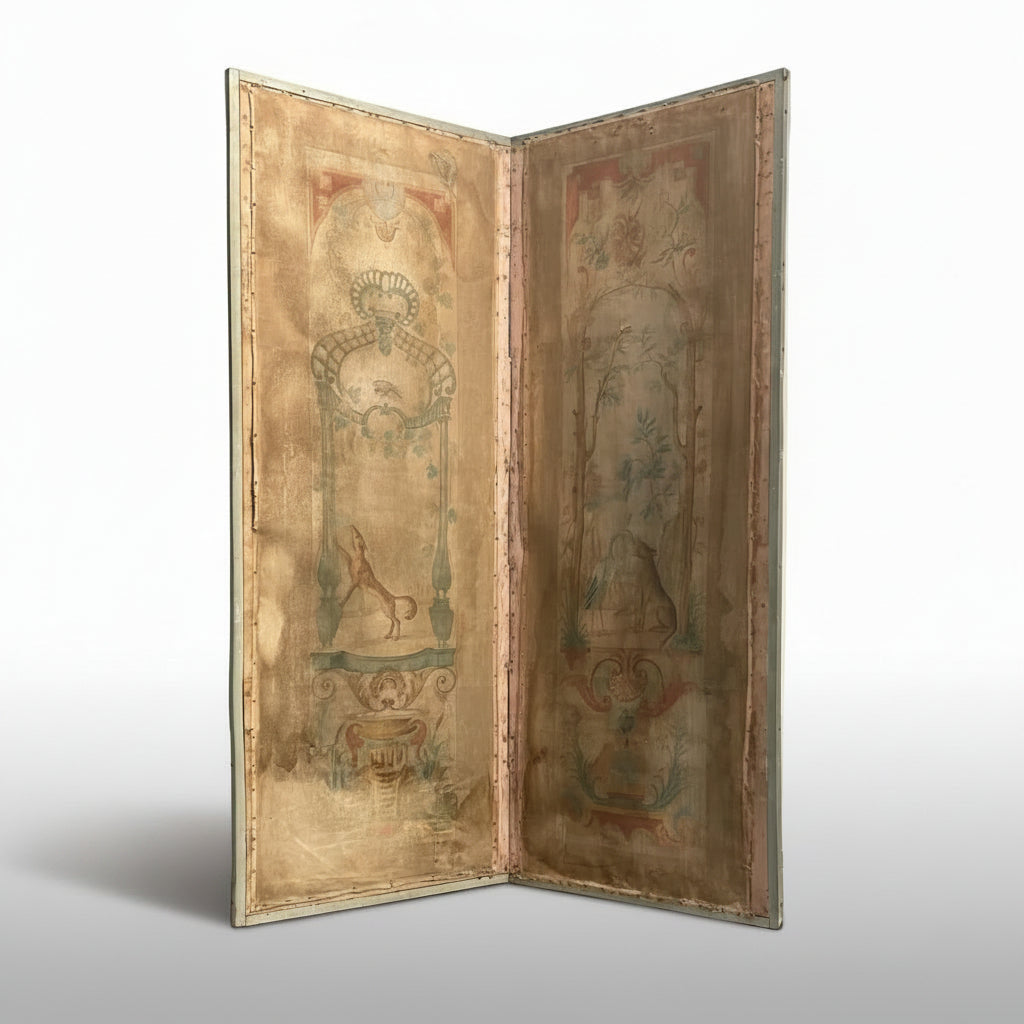 18th Century French Hand-Painted Folding Screen, circa 1750