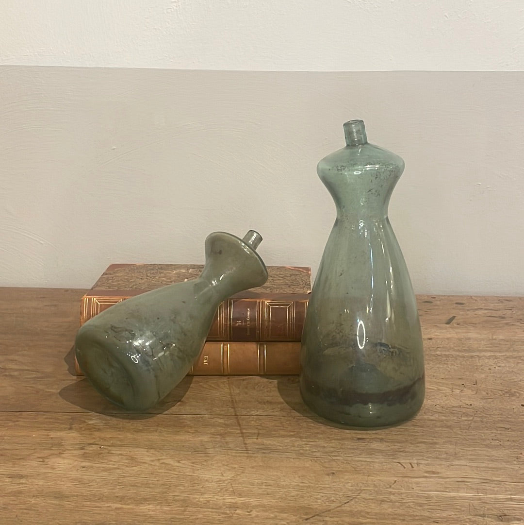 French Handblown Glass Calf Feeding Bottles