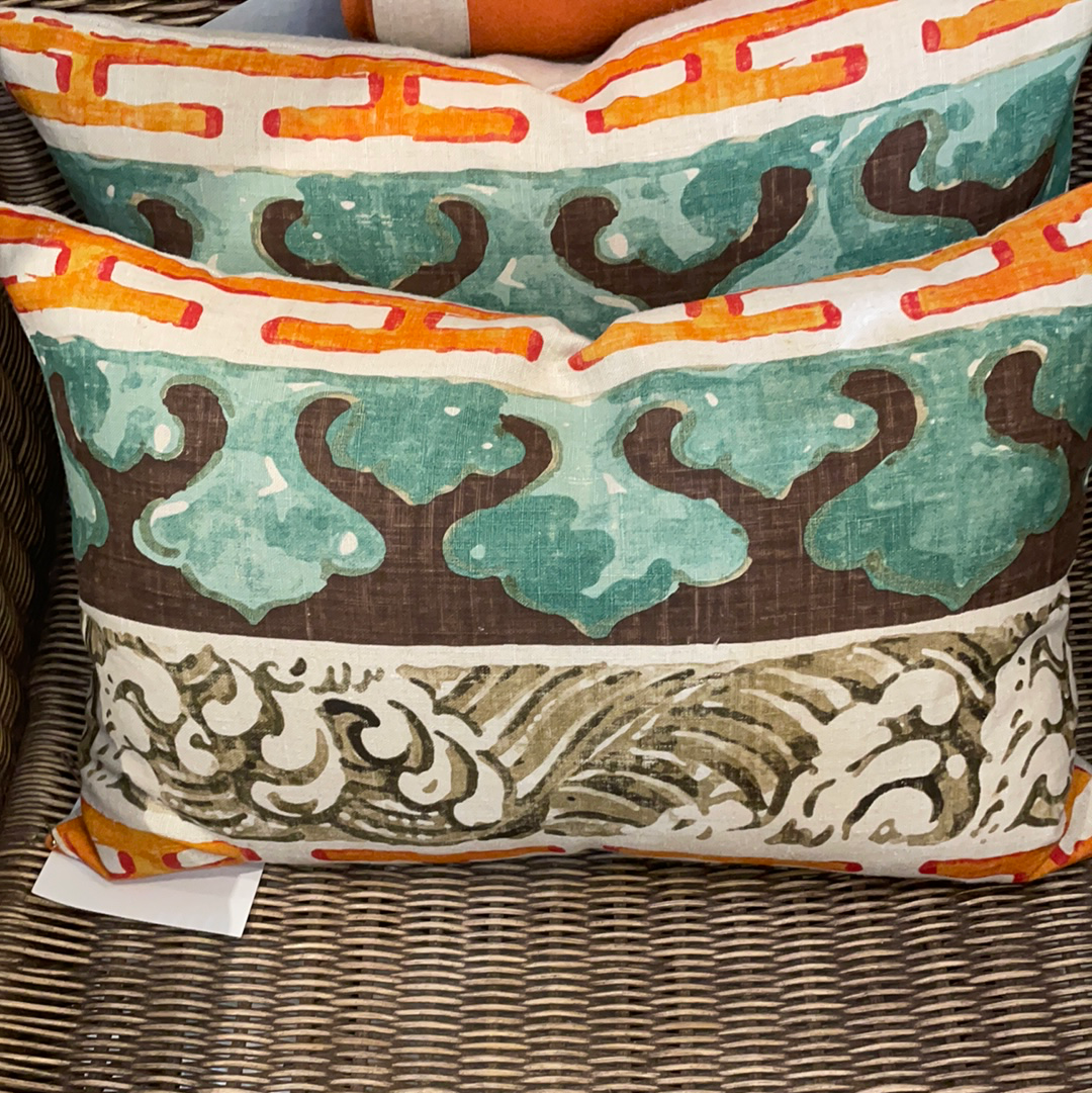 Orange & Brown H-Link Stripe Pillow