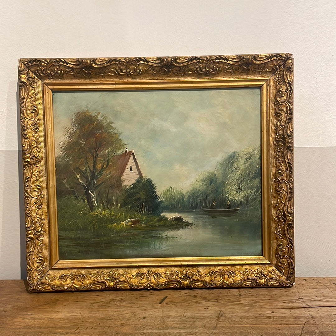 Oil Painting Framed - Lovers in Boat