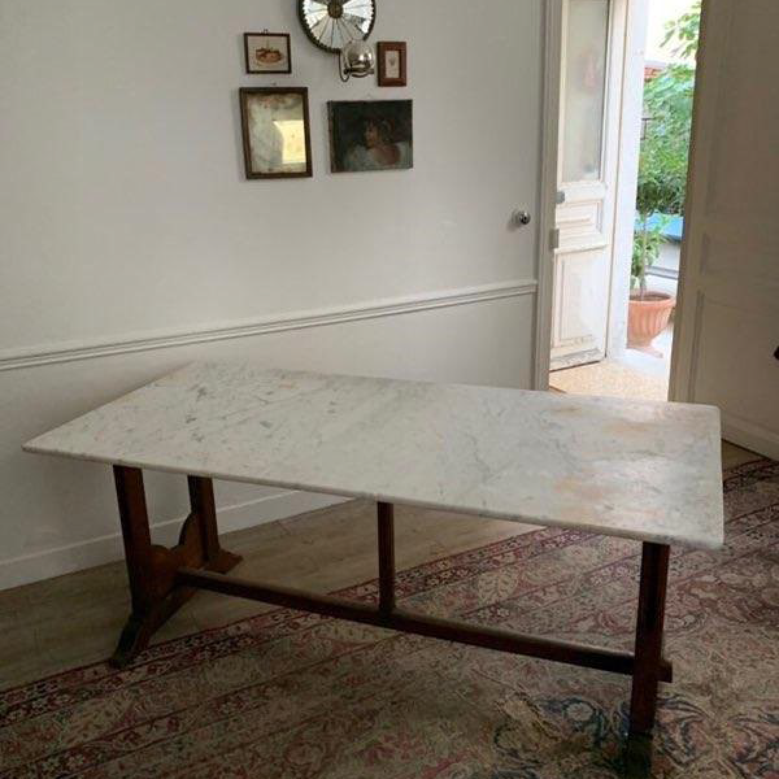 1920s Beech Marble Top Table